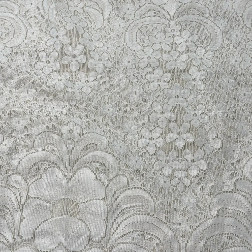 White Lace Curtain Panels Floral Scalloped Edge 61 x 56 Lot Of 2